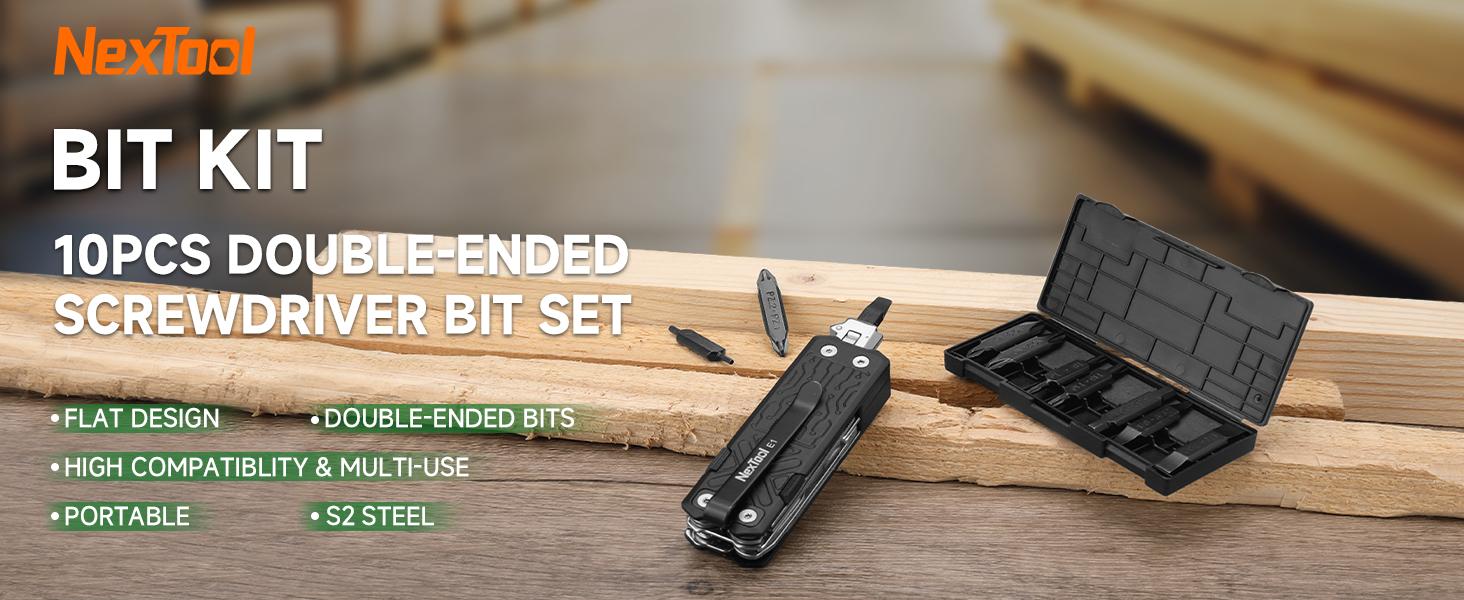 NexTool, Bit Kit, 10 Double-Ended Screwdriver Bit Set for Multi